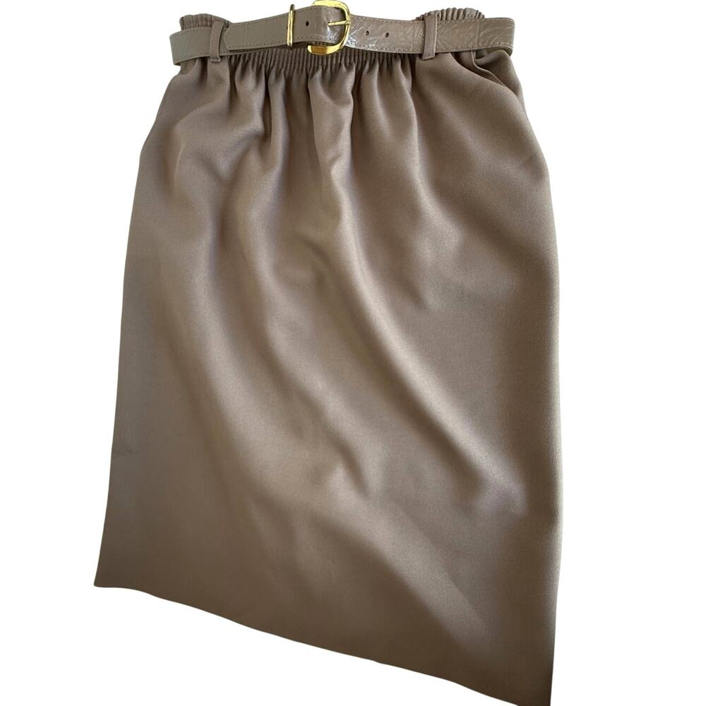 SKU2407 Vintage Alfred Dunner Women's 12 Taupe Tan Elastic Waist Skirt NWT USA